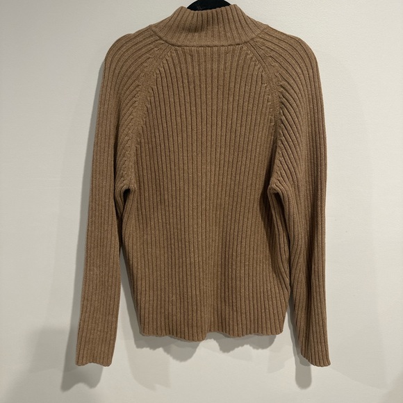 Abercrombie & Fitch Men’s XL Ribbed Cotton Quarter Zip Sweater Tan 🤎🧵 - Picture 2 of 6